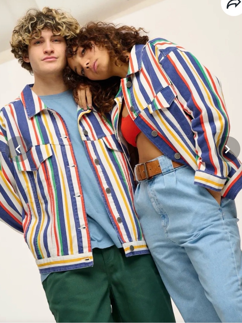 Lucy & Yak Striped Denim Jacket Oversized